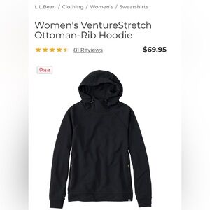 New L.L.Bean Venture Stretch Ottman Hoodie in Midnight Black XS/S